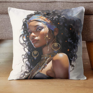 Afrocentric Beauty Watercolor Cushion