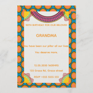 Afrocentric Birthday Invitation   Ankara Pattern 