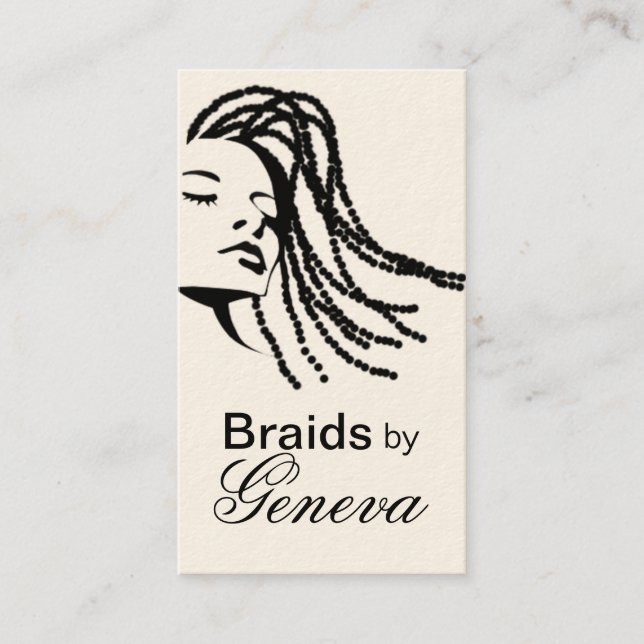 Afrocentric Braids Hair Stylist - black Business Card (Front)
