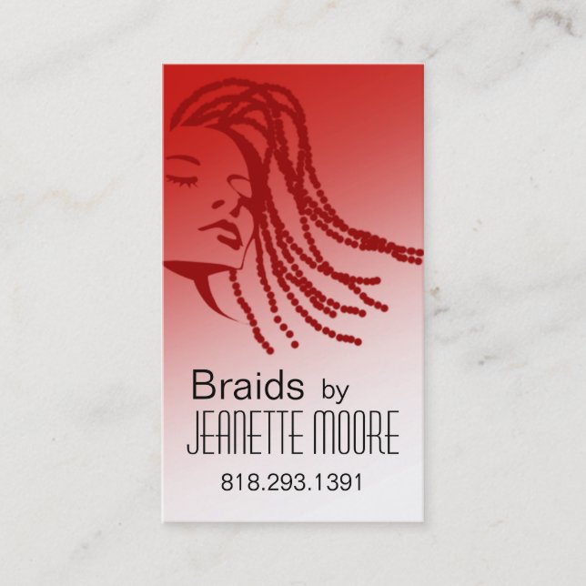 Afrocentric Braids Hair Stylist - red Business Card (Front)