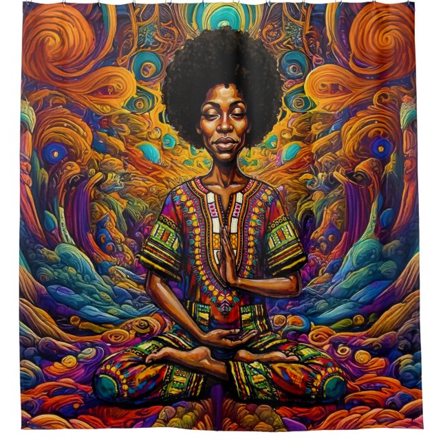 Afrocentric buddhacore 003 shower curtain (Front)