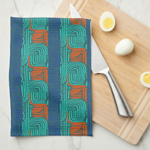 Afrocentric Chrome Orange Geometric Kitchen Towel