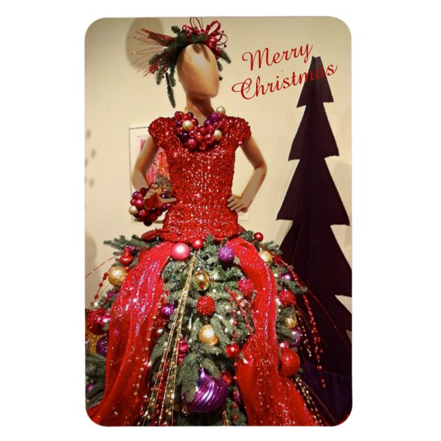 Afrocentric Dress Form Mannequin Christmas Tree Magnet (Vertical)
