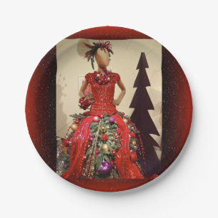 Afrocentric Dress Form Mannequin Christmas Tree Paper Plate