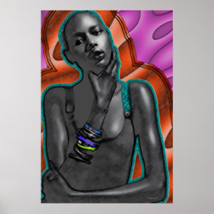Afrocentric Essence – Urban Muse in Pastel Chalk Poster
