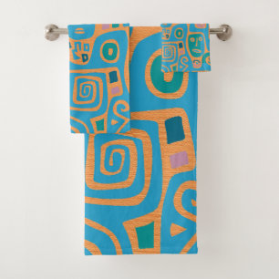 Afrocentric Geometric Bath Towels Globe Pill 26