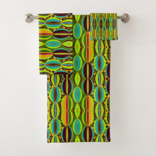 Afrocentric Geometric Cowrie Shells Bath Towel Set
