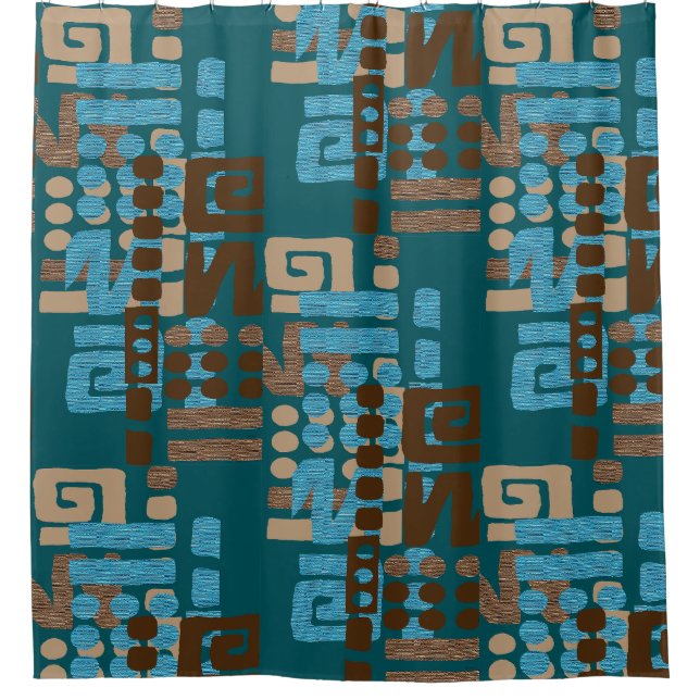Afrocentric Geometric Globe Pill 26Shower Curtain (Front)