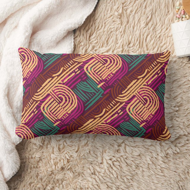 Afrocentric Geometric Graphic Motif Lumbar Cushion (Creator Uploaded)