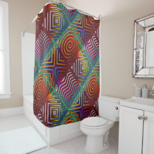 Afrocentric Geometric Motif Shower Curtain