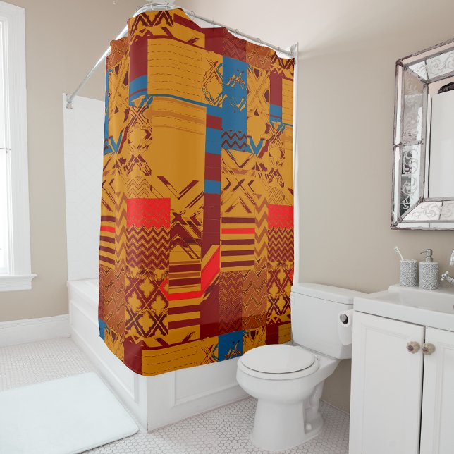 Afrocentric Geometric Print Shower Curtain  (Creator Uploaded)