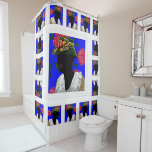 Afrocentric Harlem Renaissance Silhouette Quilt Shower Curtain