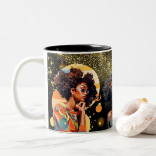 Afrocentric Juneteenth Art Celebrating Black Women Two-Tone Coffee Mug