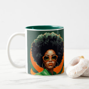 Afrocentric Juneteenth Art Celebrating Black Women Two-Tone Coffee Mug