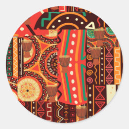 Afrocentric Kente Jigsaw Puzzle Classic Round Sticker