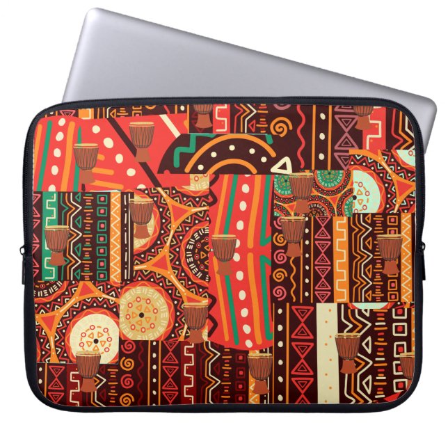Afrocentric Kente Jigsaw Puzzle Laptop Sleeve (Front)