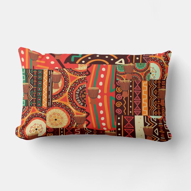Afrocentric Kente Tribal Pattern decor Lumbar Cushion (Front)