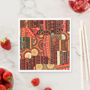 Afrocentric Kente Tribal Pattern Enclosure Card Napkin