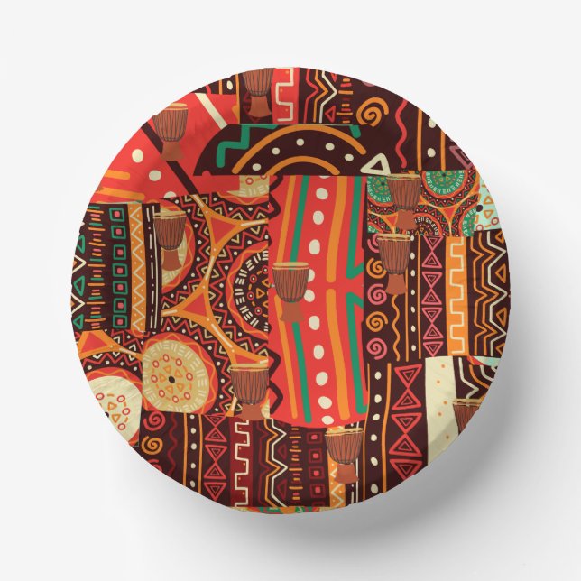 Afrocentric Kente Tribal Pattern  Paper Plate (Front)
