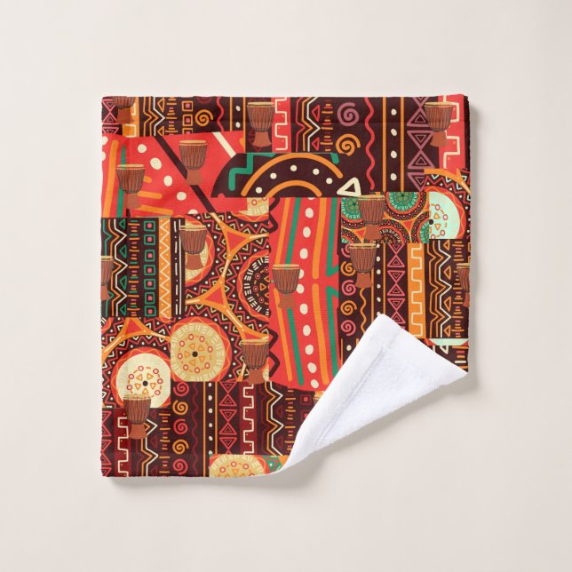 Afrocentric Kente Tribal Pattern Wash Cloth (Wash Cloth)