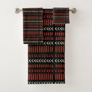 Afrocentric Line Motif Design  Bath Towel Set