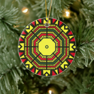 Afrocentric Mandala  Ceramic Ornament