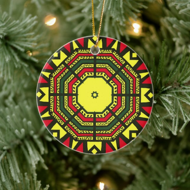 Afrocentric Mandala  Ceramic Ornament (Tree)