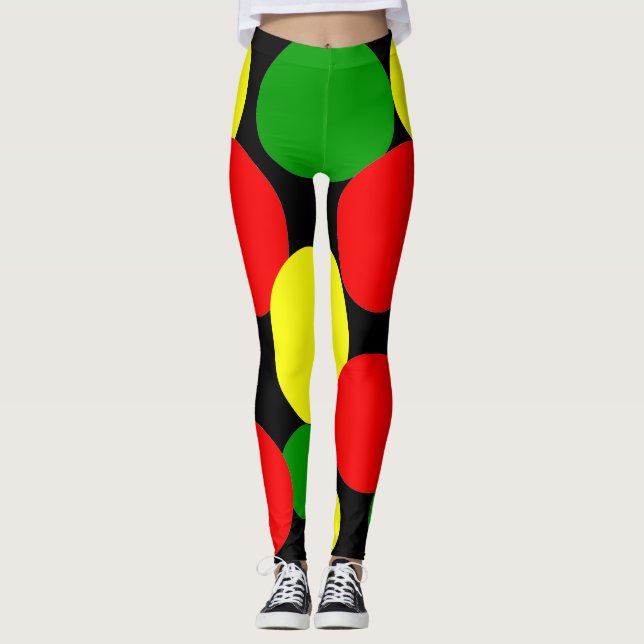 Afrocentric Polka Dots  Leggings (Front)