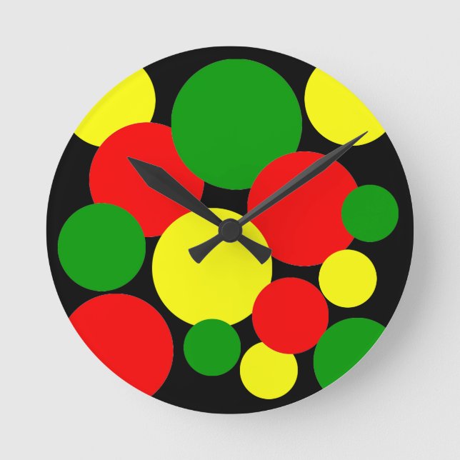 Afrocentric Polka Dots  Round Clock (Front)