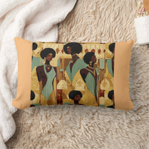 Afrocentric Renaissance Women Patterned Fabric- Lumbar Cushion