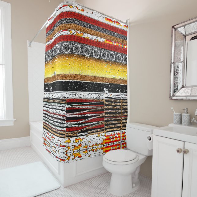 Afrocentric Rustic Patina  Shower Curtain (In Situ)