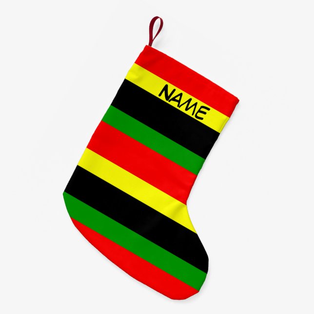 Afrocentric Striped Small Christmas Stocking (Front (Hanging))