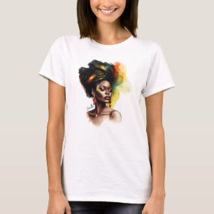 Afrocentric Woman in Vibrant Colours T-Shirt