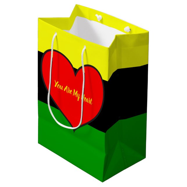 Afrocentric You Are My Heart Medium Gift Bag (Front Angled)