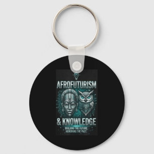 Afrofuturism knowledge african mask owl circuitry key ring