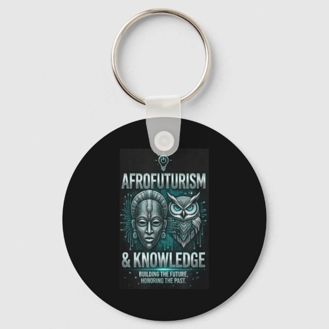 Afrofuturism knowledge african mask owl circuitry key ring (Front)