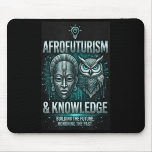 Afrofuturism knowledge african mask owl circuitry mouse pad