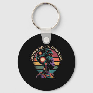 Afrofuturist Juneteenth Design With Celestial Blac Key Ring