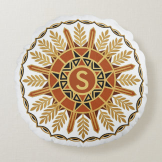 Afrohemian Ornate Shield Round Pillow