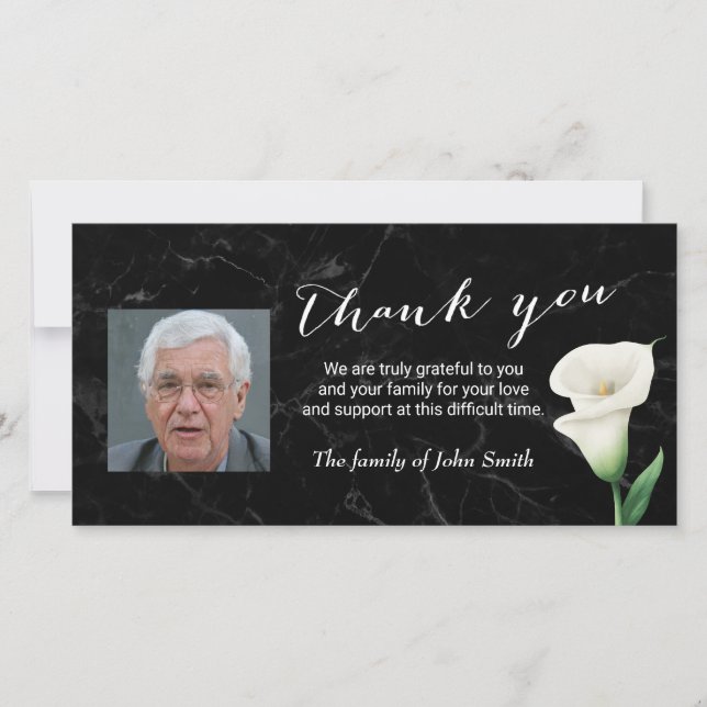 After Funeral Floral Memorial Photo Thank You Card (Front)