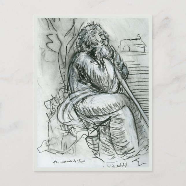 After Leonardo da Vinci Self Portrait Postcard (Front)