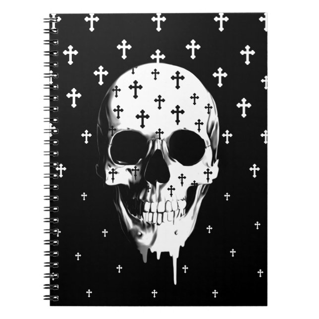 After Market, gothic skull with crosses Notebook (Front)