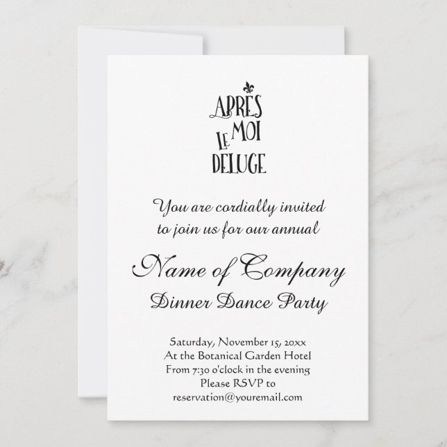 After Me the Flood - French Expression Invitation (Front)