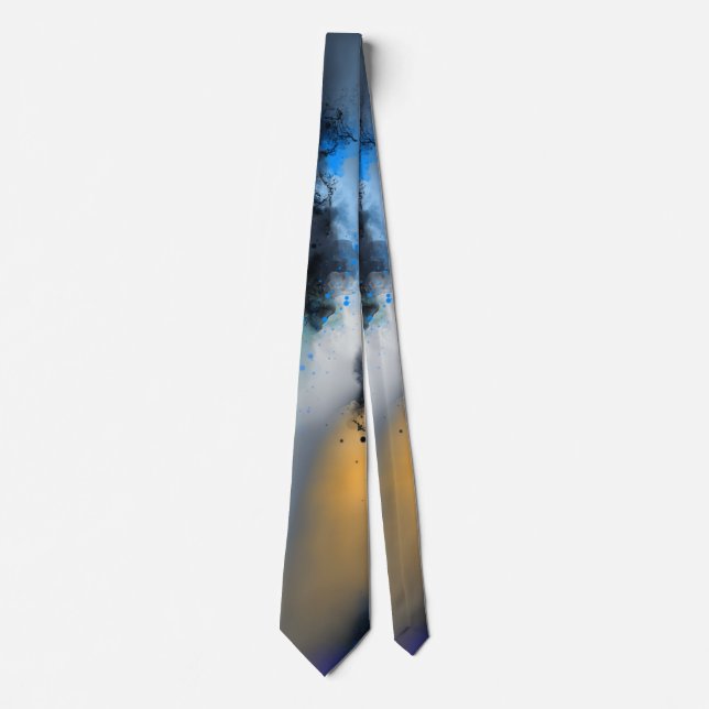 After Midnight - Blue Orange Abstract Tie (Front)