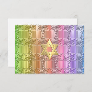 After Party Colourful Rainbow Star Damask Invitation