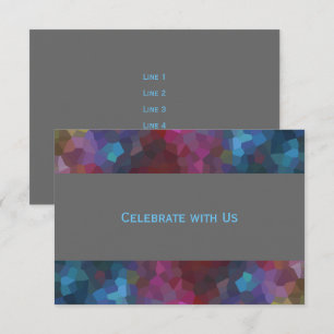 After Party Red Purple Blue Grey Abstract Design Invitation