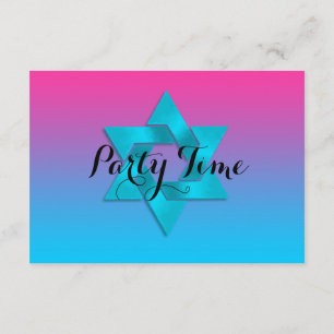 After Party Turquoise to Pink Ombre with Star Invitation