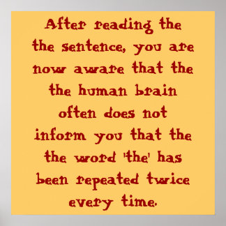 After reading the sentence, you arenow aware. poster
