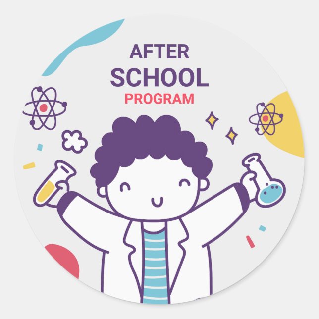 After School Activities Labels, Back To School  Classic Round Sticker (Front)