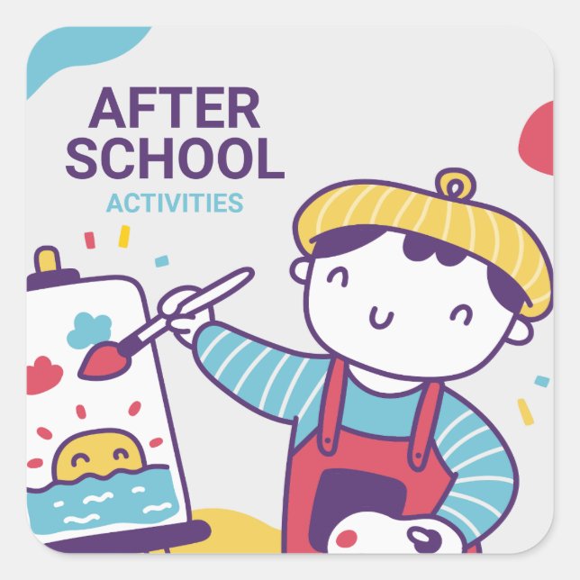 After School Activities Labels, Back To School  Square Sticker (Front)